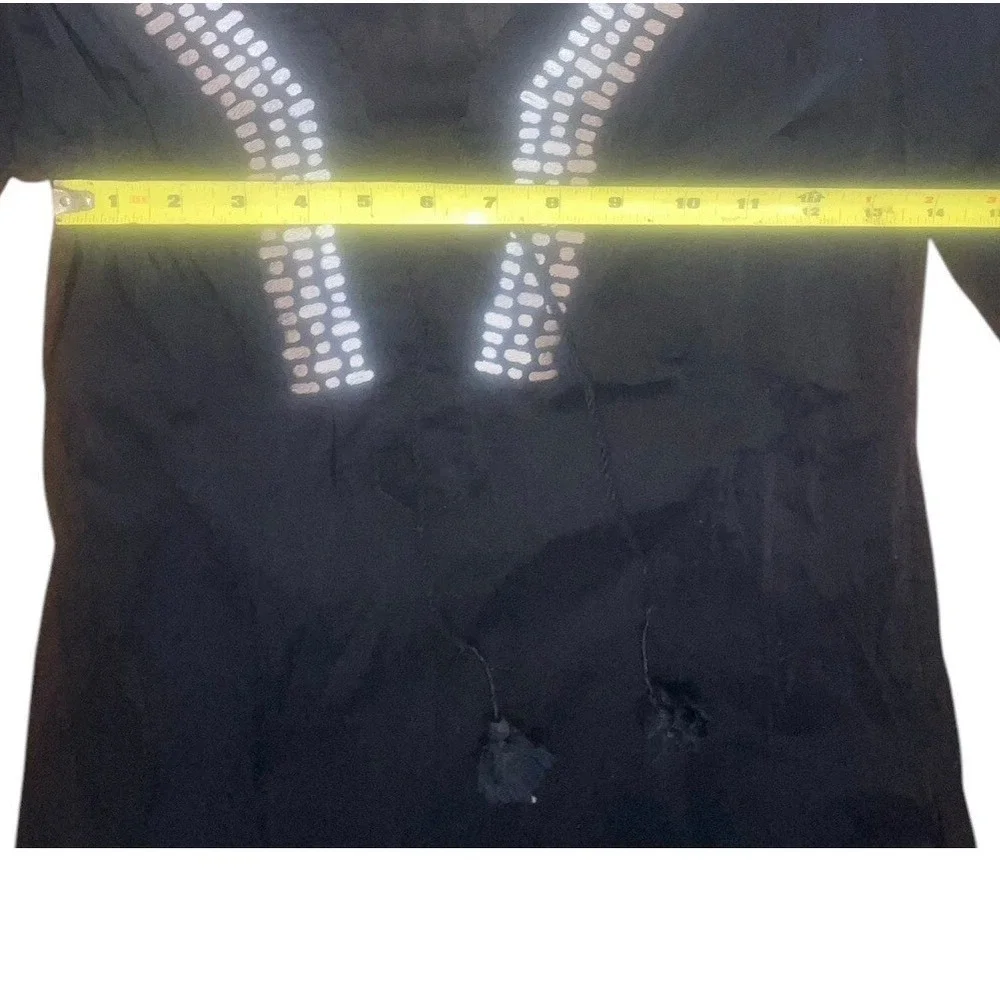 Athleta Embroidered Kissma Tunic Beach Cover Up Women's Size Small Tassels Black